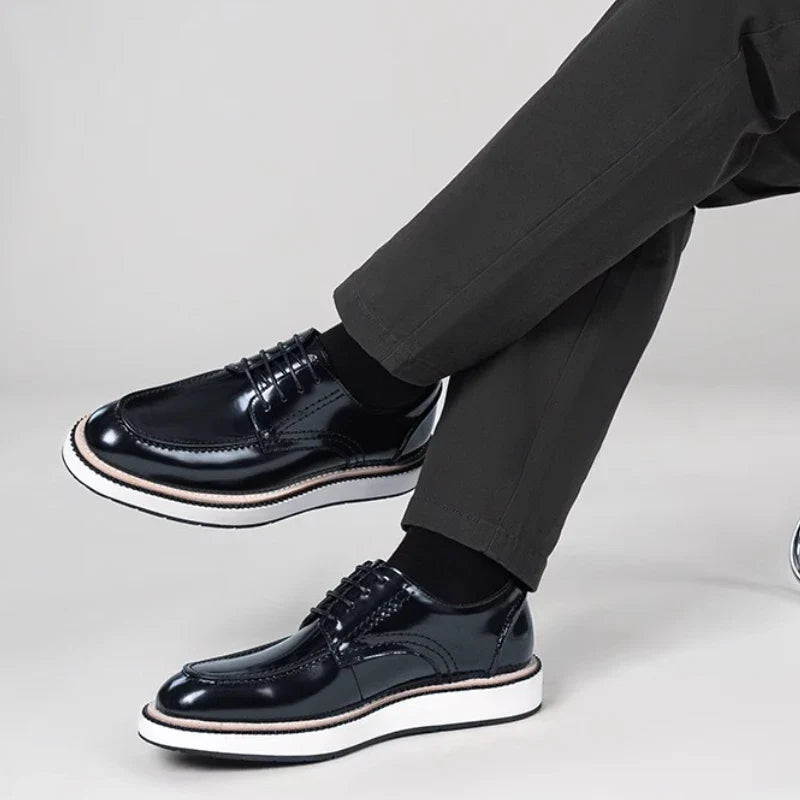 Men’s Genuine Leather Derby Shoes – Classic Brogue Oxford Dress Shoes - Valmmont