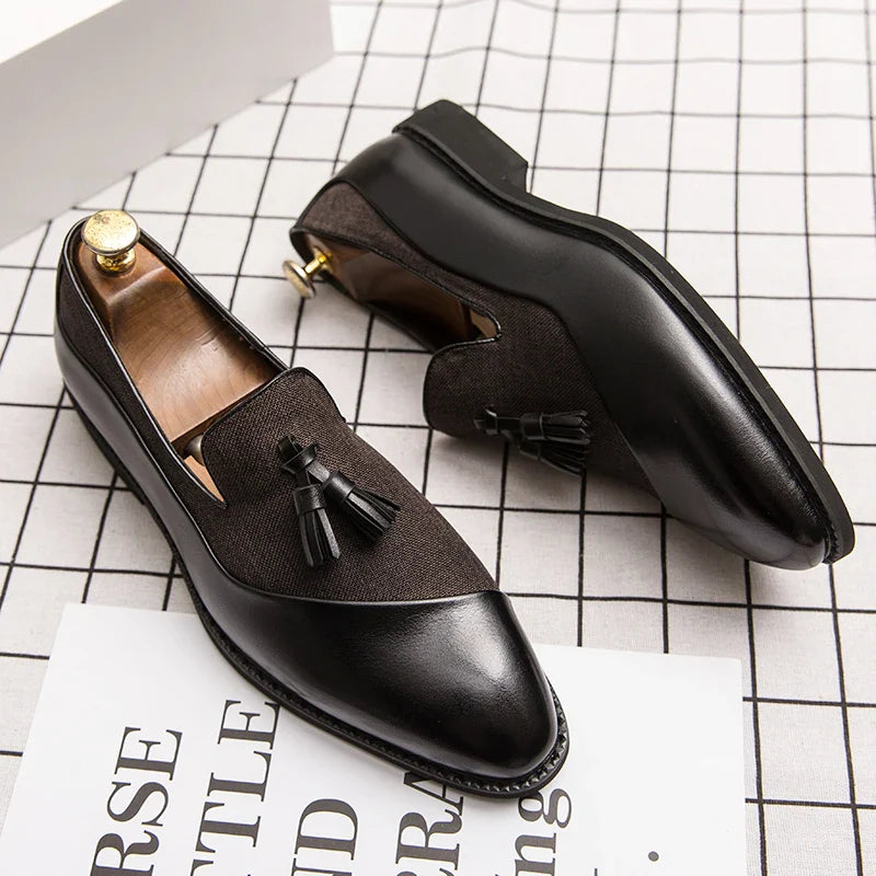 Men’s Slip-On Tassel Loafers – Classic Leather Business Dress Shoes - Valmmont