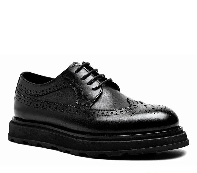 British Men’s Leather Shoes – Thick Sole Retro Brogues for Wedding & Business - Valmmont