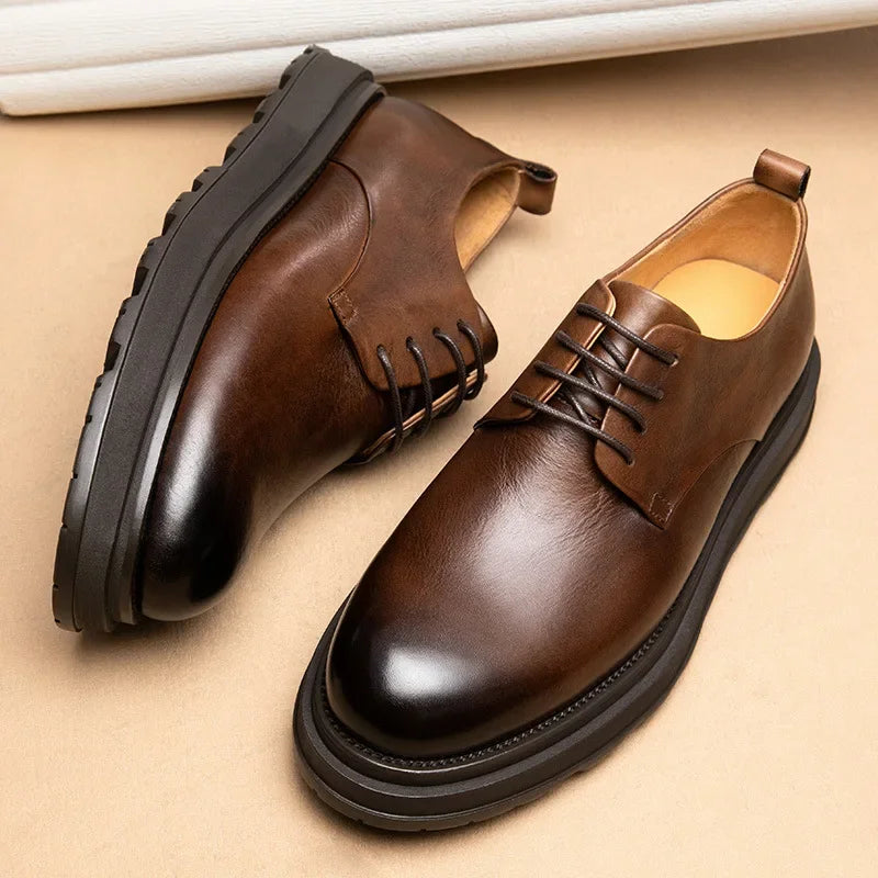 Genuine Leather Dress Shoes Thick Sole - Valmmont